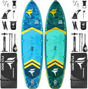 11'6x35'' Extra Wide Inflatable Paddle Board, 2-Pack(Green & Blue)-450lb Capacity Stand Up Paddle Board for Adults (x3), Stable Inflatable SUP, All Skill Levels, 3 Handles, 100L Backpack