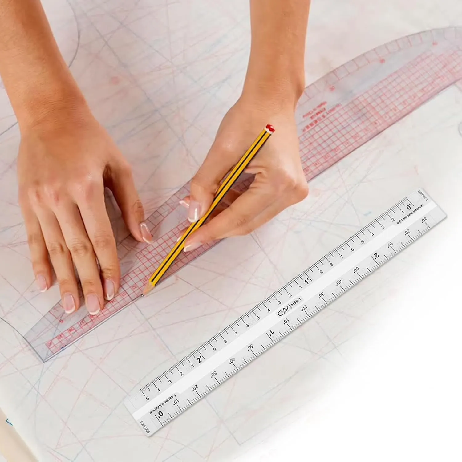 Acrylic Clear Ruler Maptool 1:24,000 Scale Map Reading Professional Accurate Learning for Poltting Utm, USNG, Mgrs Coordinates, MSR