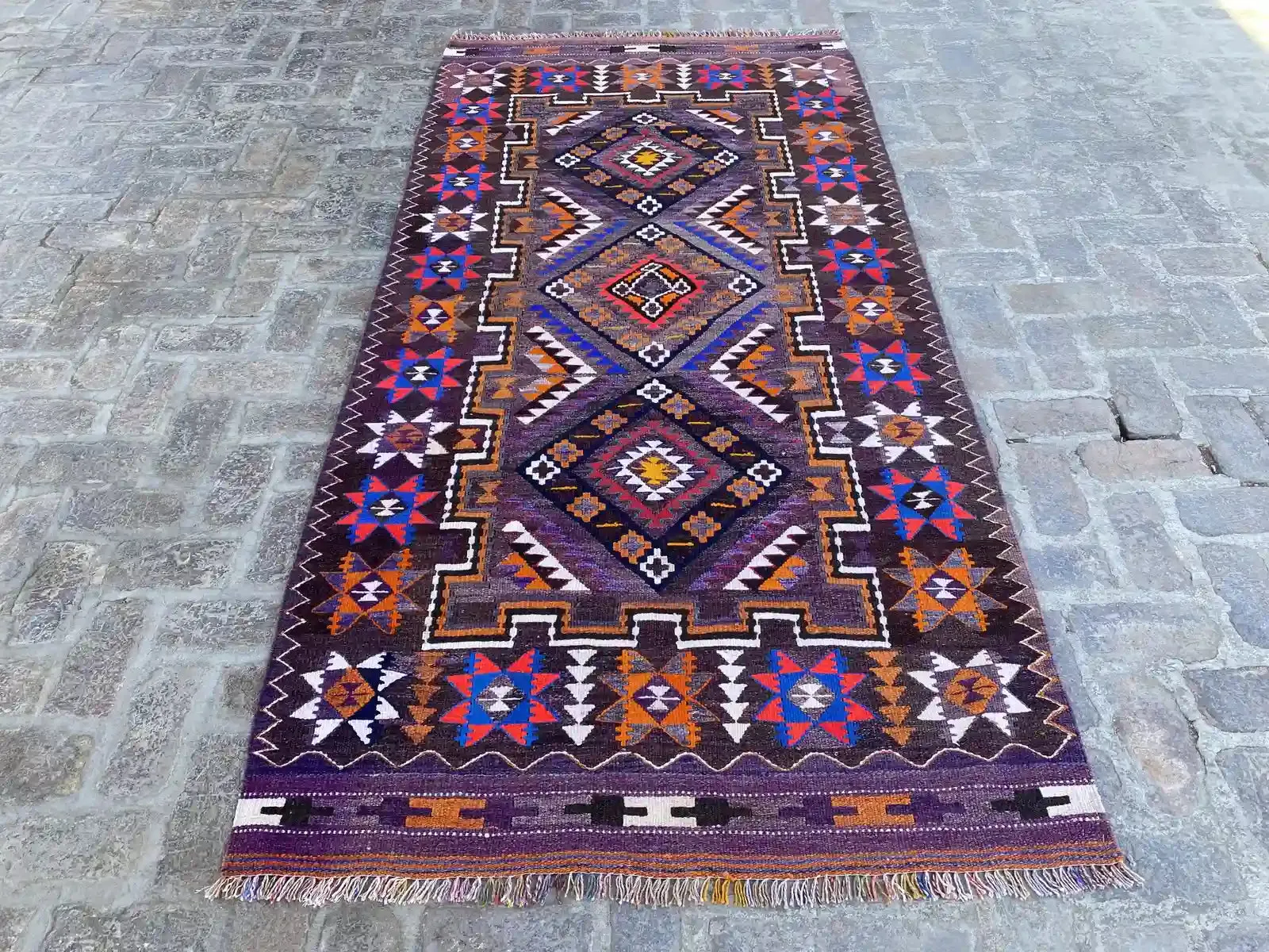 Beautiful 4'6 x 9'4 Afghan Kilim Rug - Vibrant Tribal Patterns