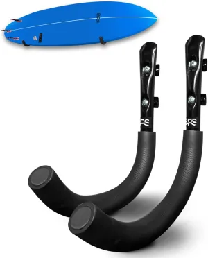 BPS Surfboard Wall Rack - Marine Grade Stainless Steel Soft Padding - Protection Board's Rail Home Garage - Easy Install Surf Board Wall Rack