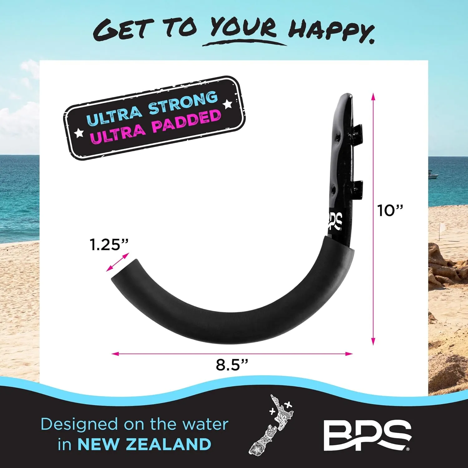 BPS Surfboard Wall Rack - Marine Grade Stainless Steel Soft Padding - Protection Board's Rail Home Garage - Easy Install Surf Board Wall Rack