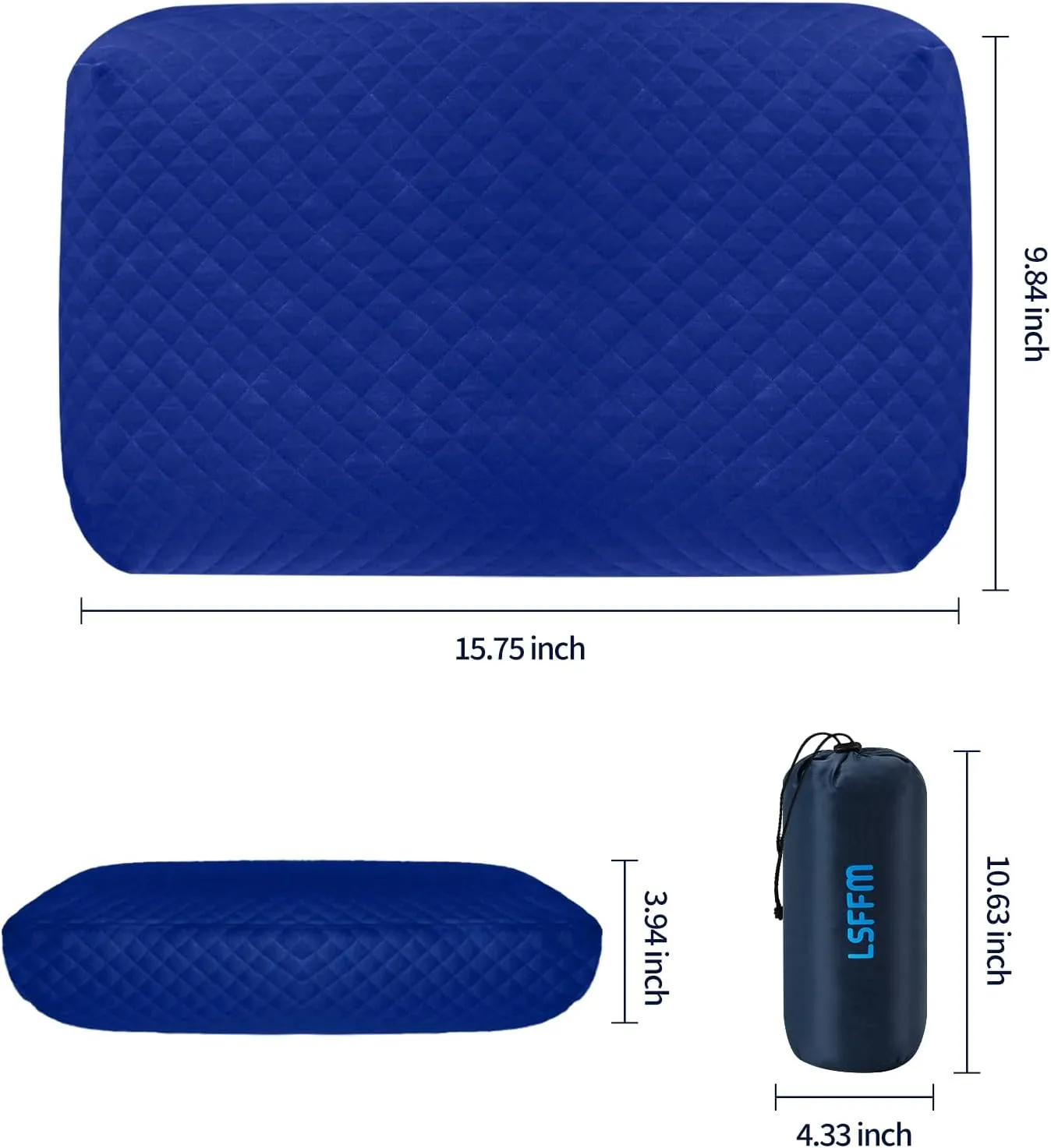 Camping Pillow Memory Foam, Easy to Fold, Camping Essentials, Small Travel Pillows with Portable Bag, Hiking Pillow for Backpacking, Anti-Pilling Pillow Cover (Blue)