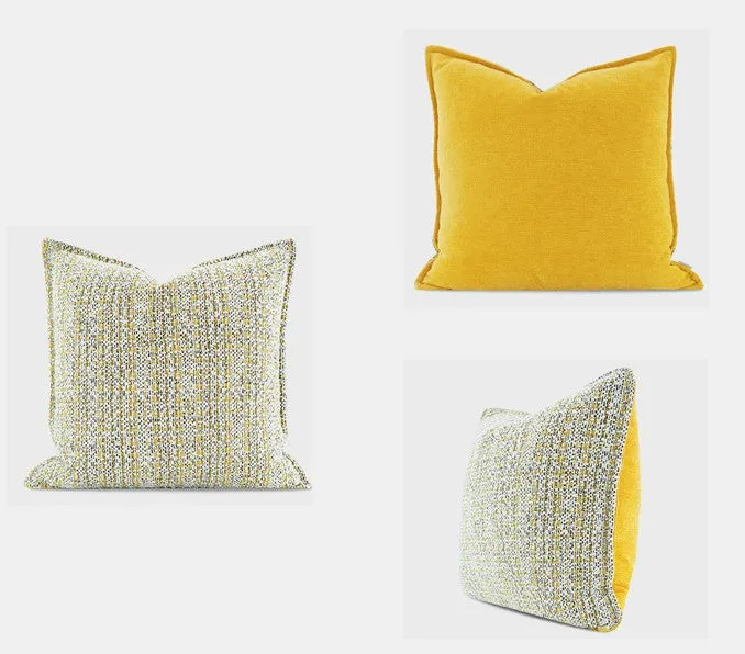 Contemporary Modern Sofa Pillows, Large Yellow Decorative Throw Pillows, Large Square Modern Throw Pillows for Couch, Simple Throw Pillow for Interior Design