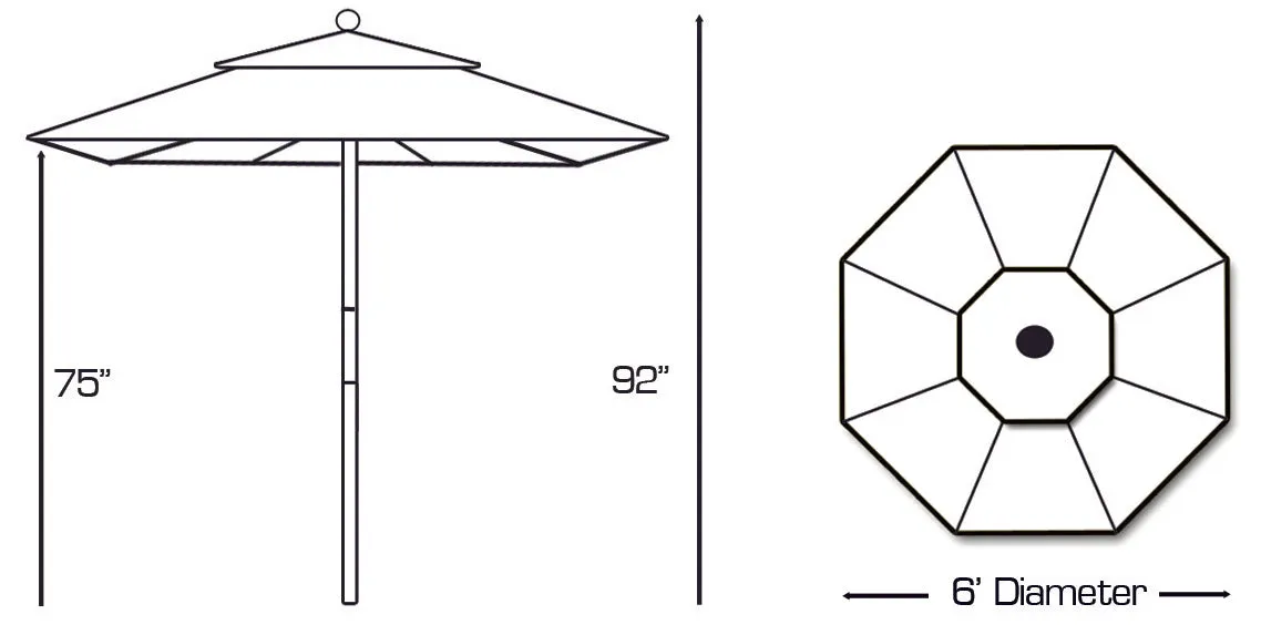 Galtech 715 6' Commercial Manual Lift Outdoor Market Umbrella
