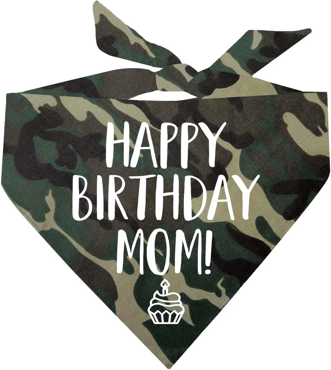 Happy Birthday Mom! Dog Bandana | 100% Cotton Adjustable Triangle | Made in USA | Birthday Pawty | Party Theme | Celebration Photoshoot Prop | Mom Dad | Camo, One Size (168)