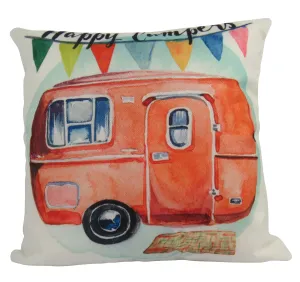 Happy Camper | Orange | Pillow Cover | Camper Decorations | Throw Pillow | Vintage Camper | Camper Gifts | Camper Decor | Gift Ideas