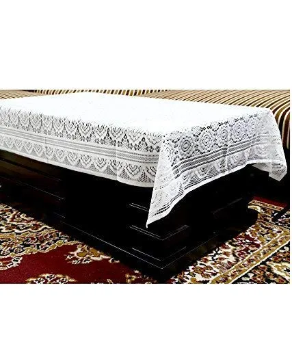 Kuber Industries Cotton 4 Seater Centre Table Cover|Size 152 x 102 x 1 CM (White)