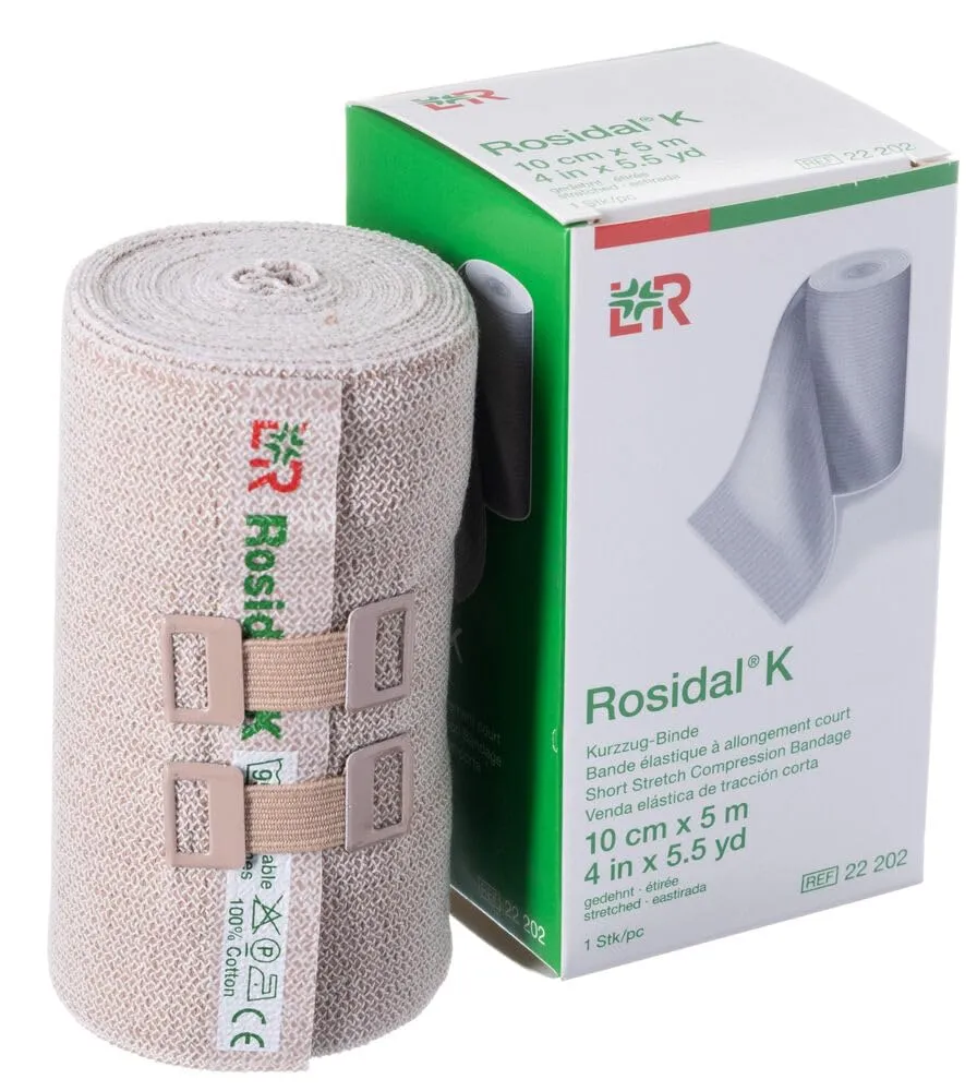 Lohmann & Rauscher Rosidal K Short Stretch Compression Bandage, For Use In The Management of Acute & Chronic Lymphedema, Edema, & Venous Insufficiency, 3.93" x 5.5 Yards (10cm x 5m), 1 Roll