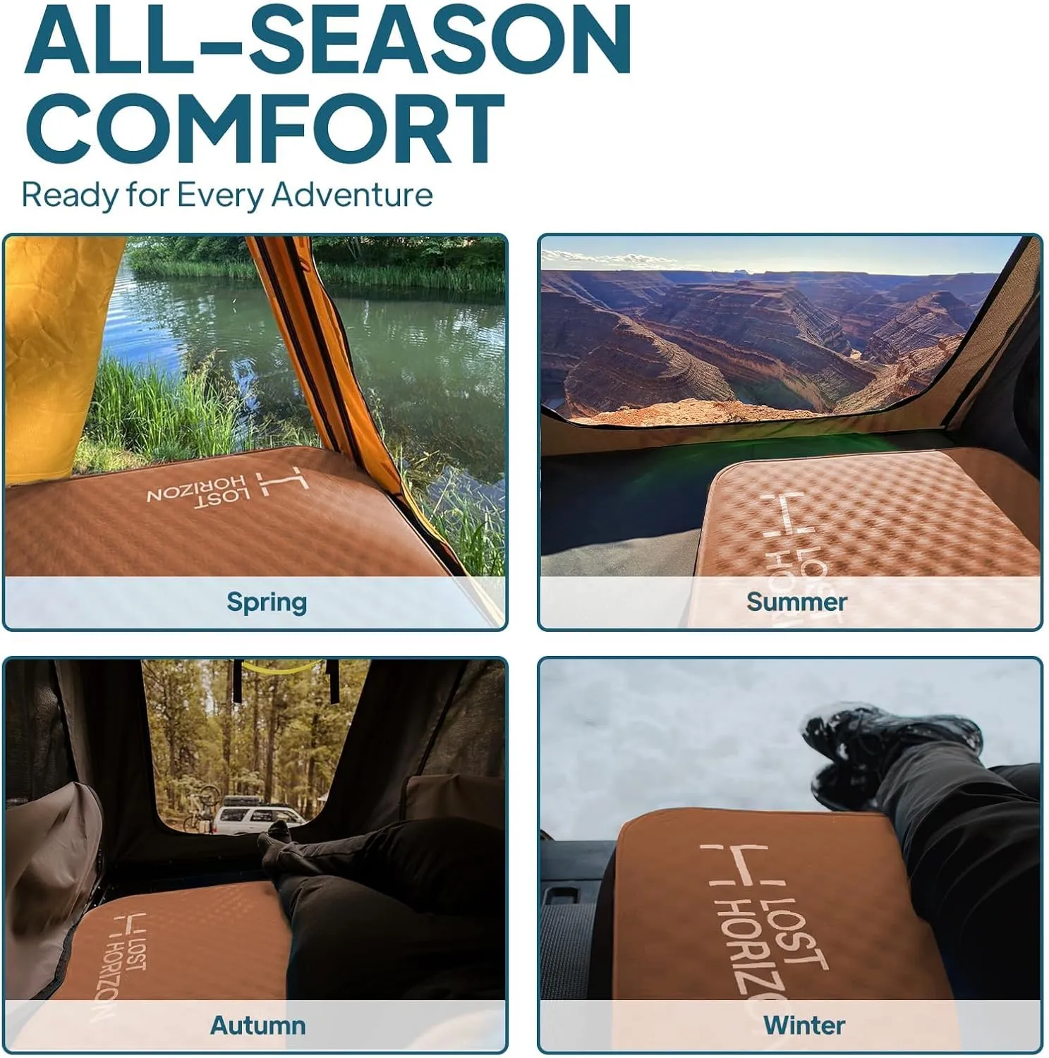 LOSTHORIZON Air & Foam Camping Mattress, Self-Inflating Sleeping Pad, 4.5" Thick, with Pump Sack, Single
