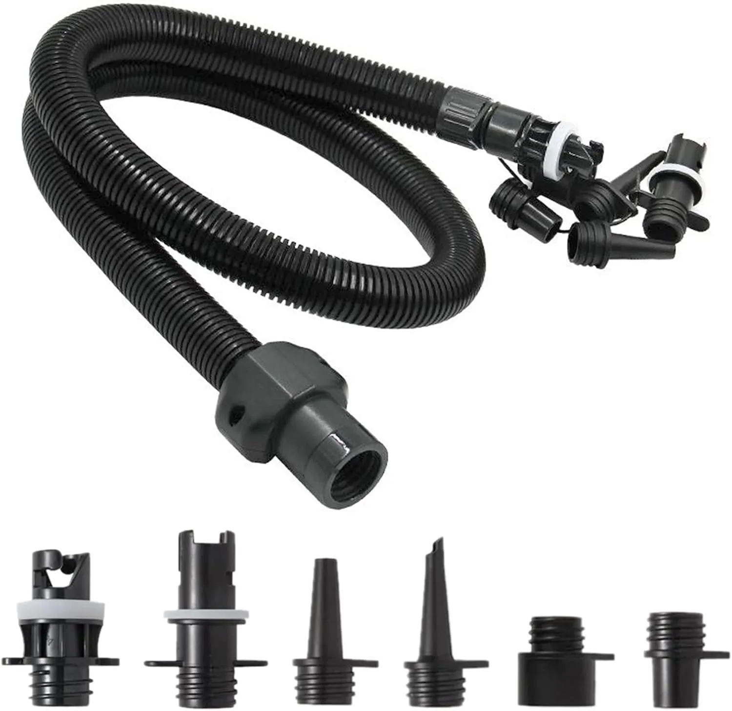 Mgoodoo 7 Pcs Paddle Board Pump Adapter Set, Include 1 Air Hose and 6 Air Nozzles, Removable Sup Air Pump Air Hose Connector for Most SUP Electric Air Pump