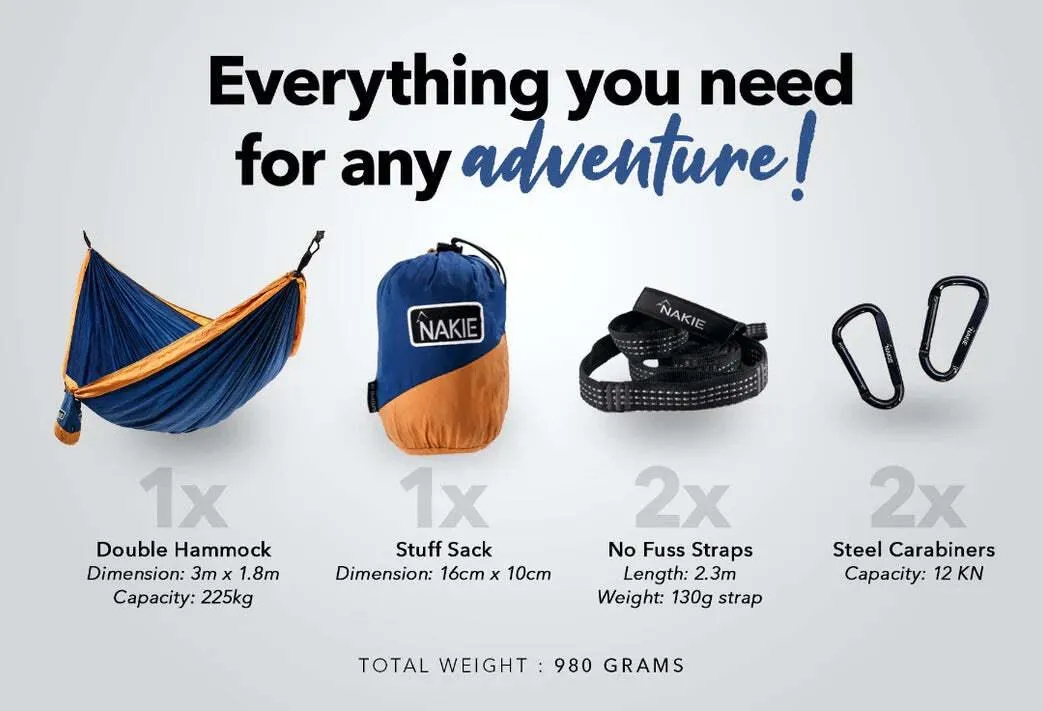 NAKIE RIVER BLUE - RECYCLED HAMMOCK WITH STRAPS