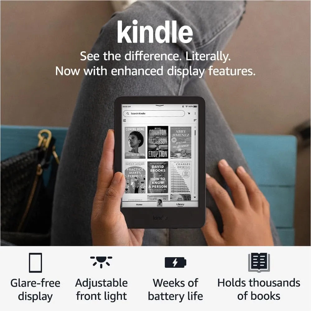 New Amazon Kindle (16 GB) - Lightest and most compact Kindle, with glare-free display, faster page turns, adjustable front light, and long battery life - Black   3 Months of Kindle Unlimited (with auto-renewal)