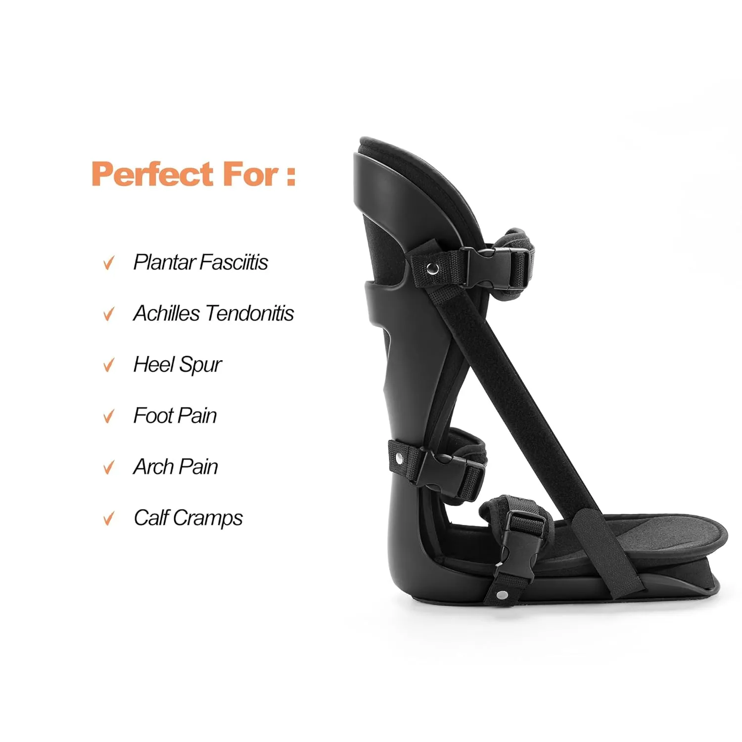 Plantar Fasciitis Night Splint, Adjustable Foot Brace for Pain Relief, Achilles Tendonitis Night Splint(Black Shell and Black lining L)