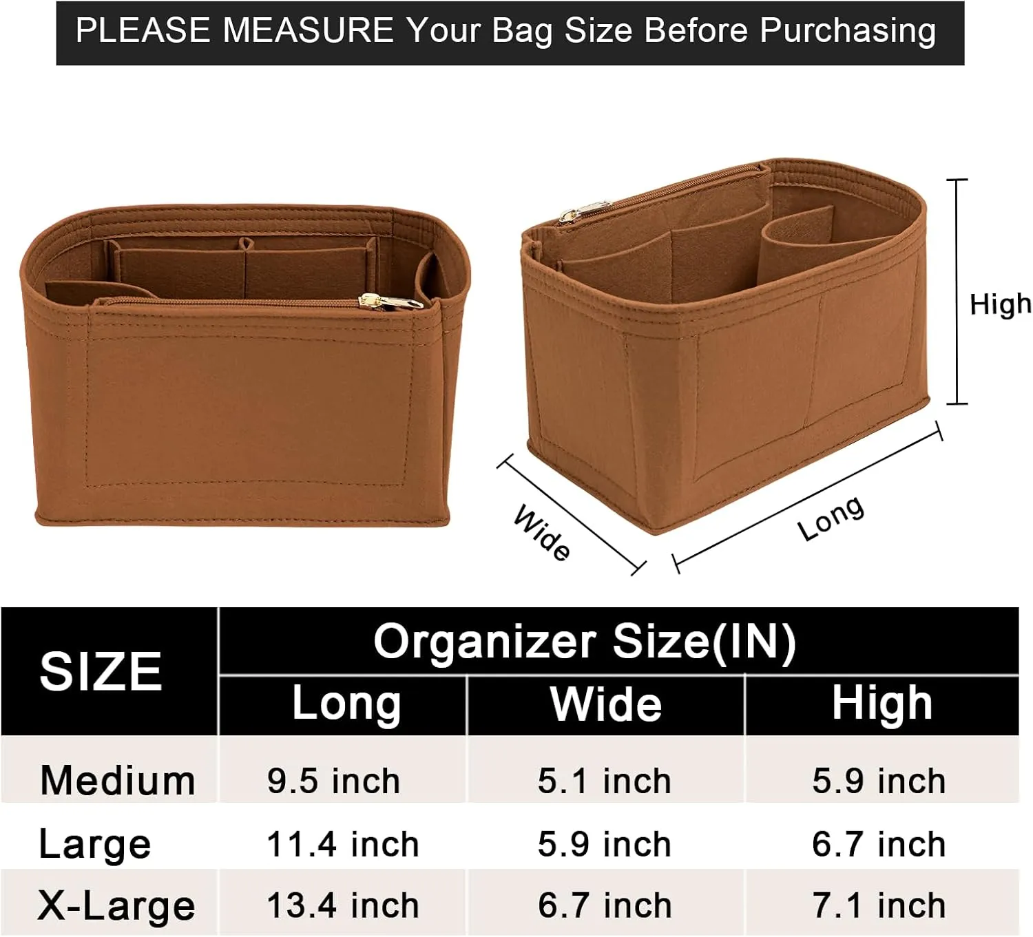 Purse Organizer Inserts for Speedy 30 Felt Purse Inserts HandBag and Tote bag Neverful Organizer Insert (EarthColor,Large