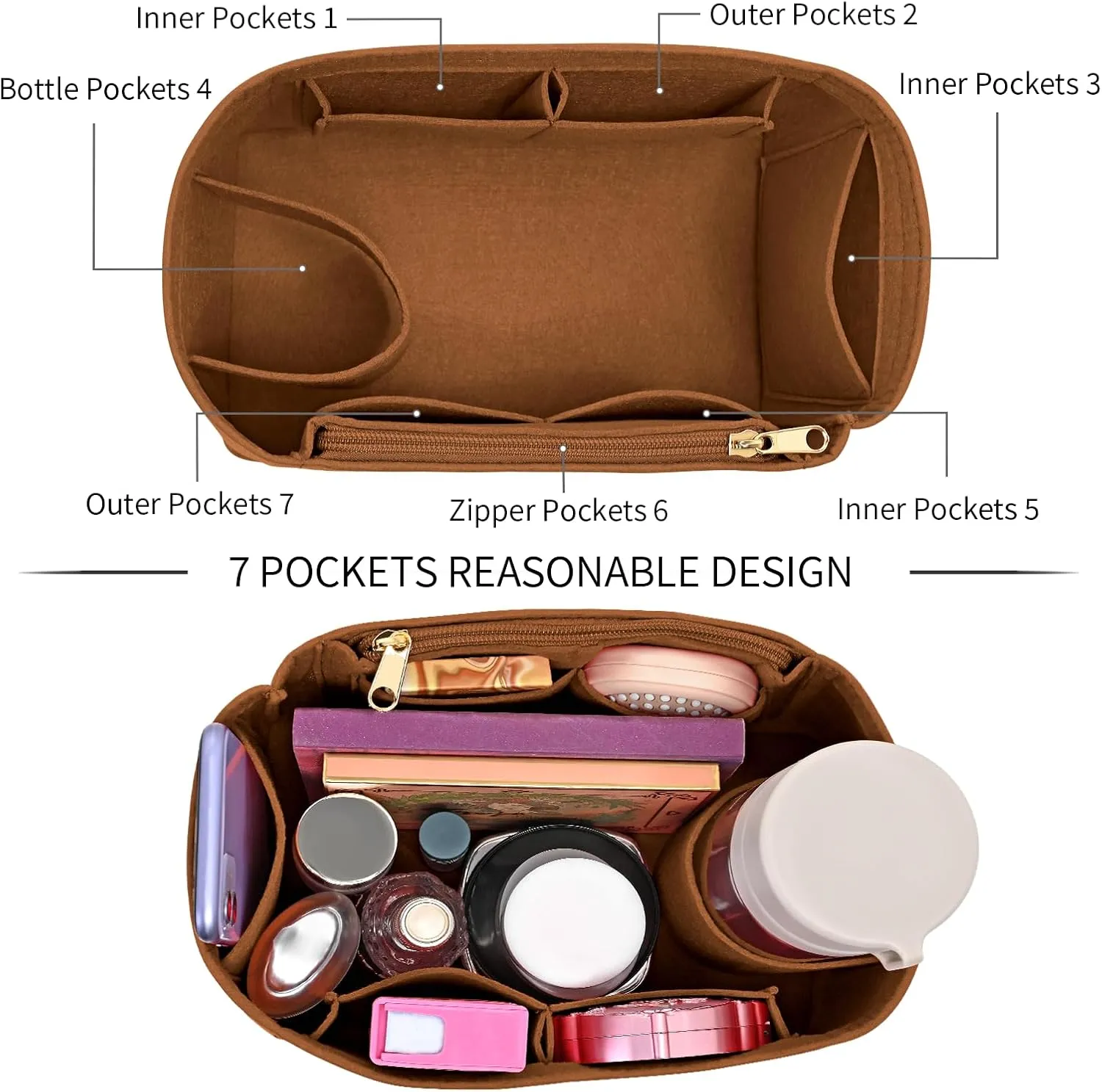 Purse Organizer Inserts for Speedy 30 Felt Purse Inserts HandBag and Tote bag Neverful Organizer Insert (EarthColor,Large