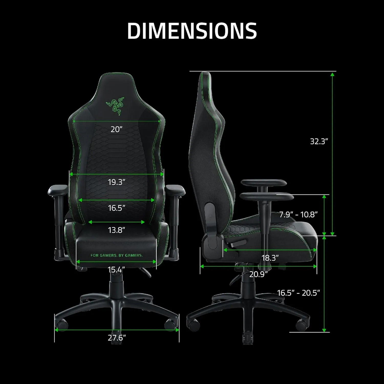 Razer Iskur Gaming Chair: Ergonomic Lumbar Support System - Multi-Layered Synthetic Leather - High Density Foam Cushions - Engineered to Carry - Memory Foam Head Cushion - Black/Green
