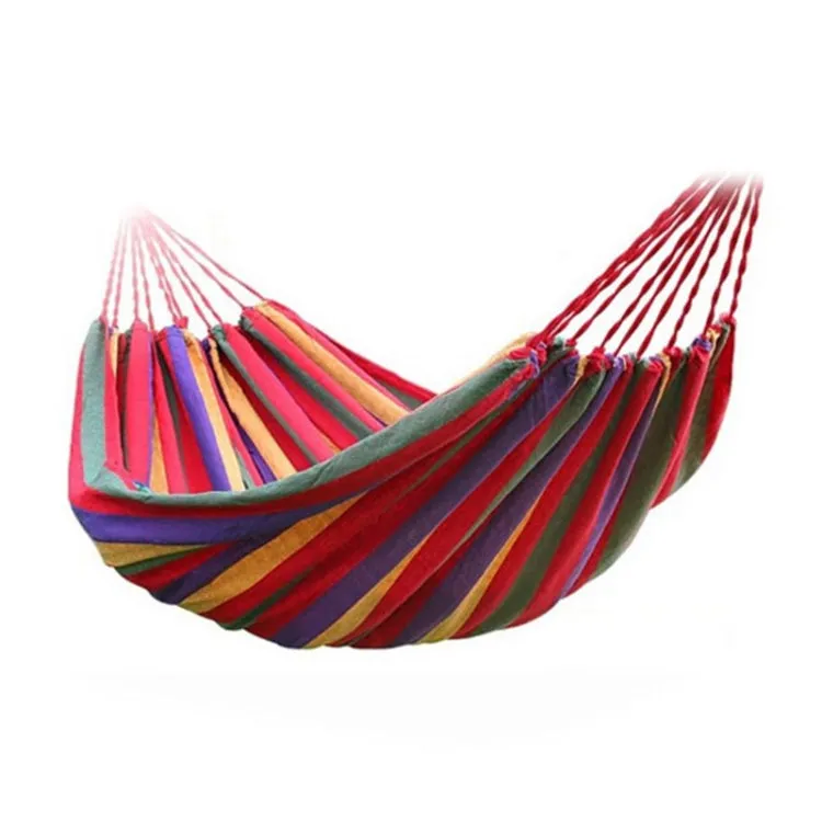 Red Stripe Single Widening Camping Outdoor Canvas Hammock, Size: 190cm x 100cm