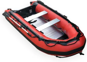 Seamax New Heavy Duty Ocean320 10.5ft Inflatable Boat with Aluminum Floor, V Bottom, Max Support 15HP Motor (RED)
