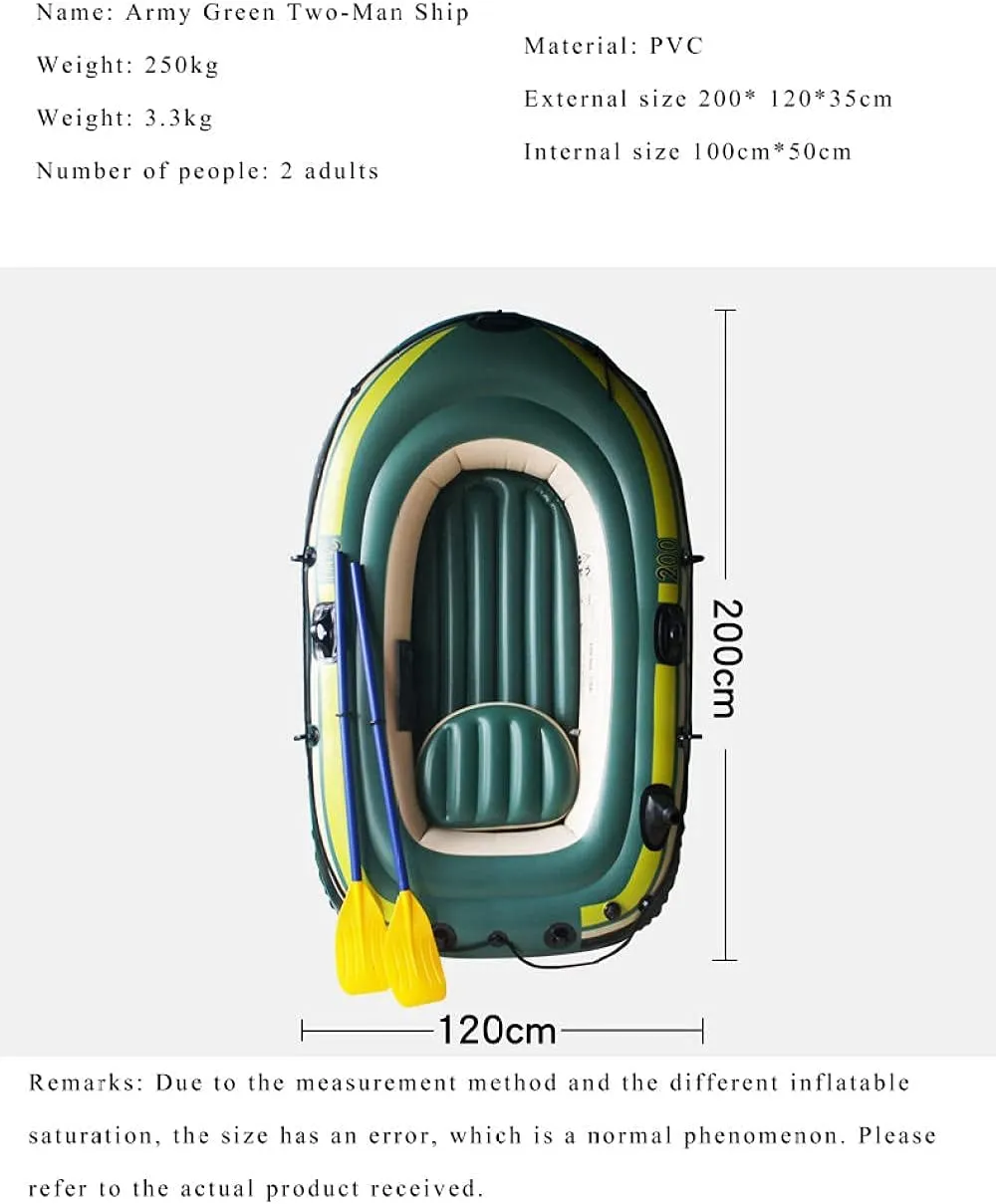 TEmkin 2-3 Person Inflatable Boat,Heavy Duty Inflatable Kayak Fishing Boat Inflatable Boat, PVC Kayak, Thickened Drifting Boat (for 2 People A)