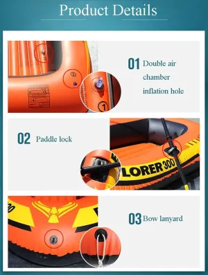 TEmkin 21111741CM Outdoor Inflatable Boat Drift Boat Fishing Boat Adult Adventure Canoe 3 Person PVC Inflatable Kayak with Plastic Paddle and Air Pump