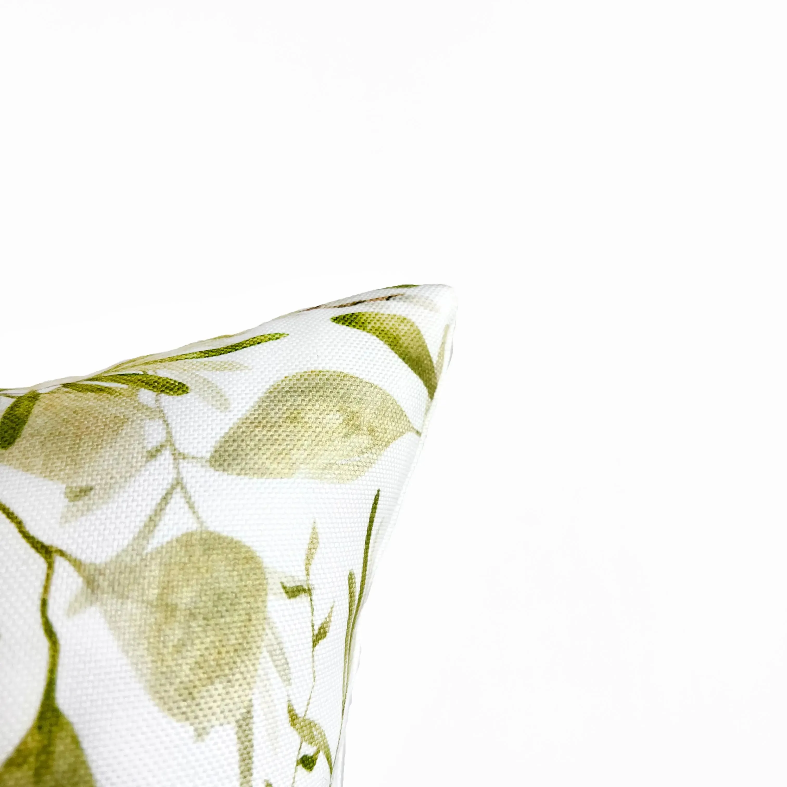 White Flower Green Leaves Spring Pattern | Spring Décor | Easter Decorative Pillow | Farmhouse Décor | Hand-Made Throw Pillow |